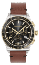 Salvatore Ferragamo 1927 Chrono Analog Black Dial Brown Leather Strap Watch for Men - SFKZ00323