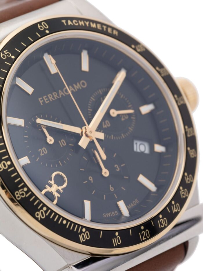 Salvatore Ferragamo 1927 Chrono Analog Black Dial Brown Leather Strap Watch for Men - SFKZ00323 - Image 2