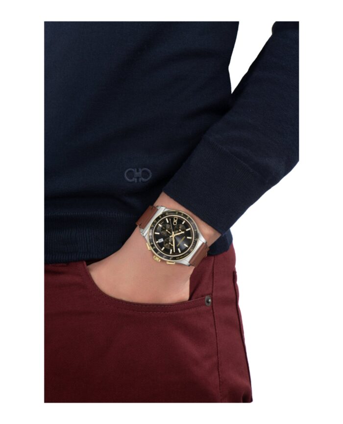 Salvatore Ferragamo 1927 Chrono Analog Black Dial Brown Leather Strap Watch for Men - SFKZ00323 - Image 6