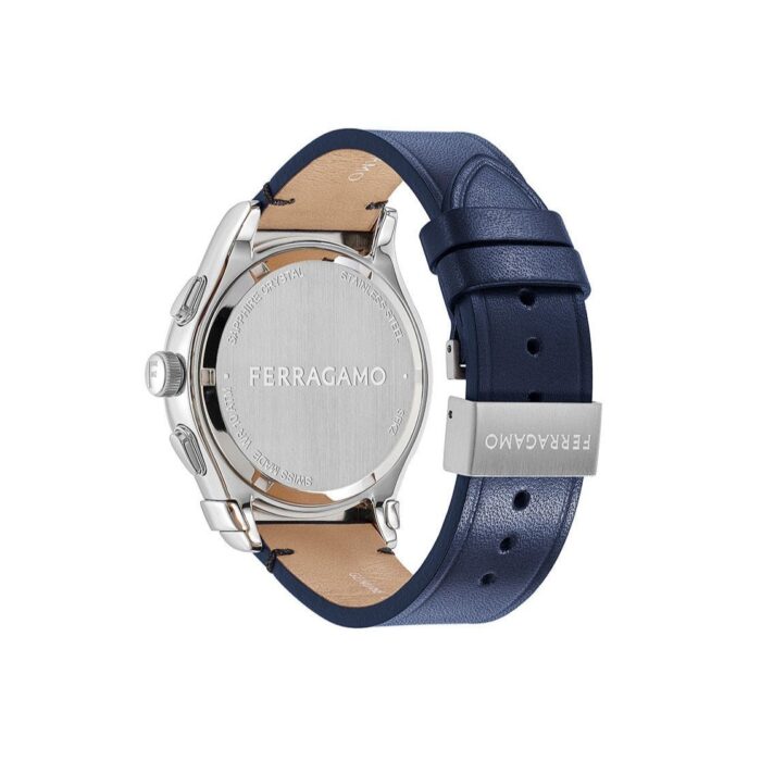 Salvatore Ferragamo 1927 Chrono Analog Navy Blue Dial Navy Blue Leather Strap Watch for Men - SFKZ00223 - Image 2