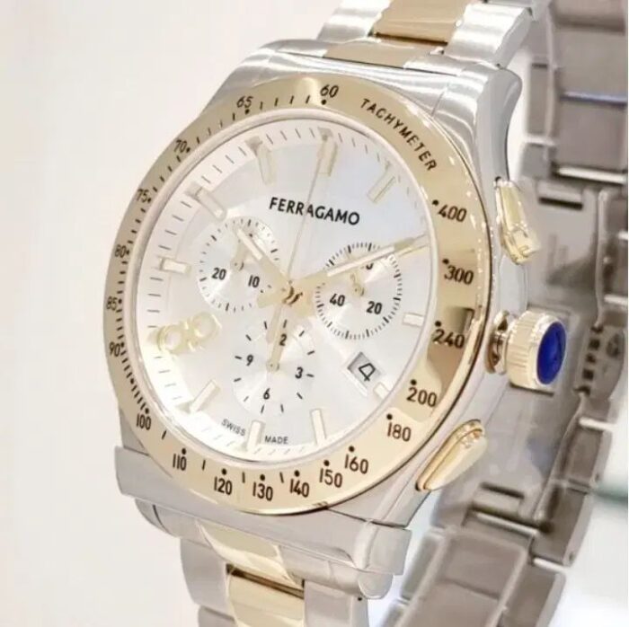 Salvatore Ferragamo 1927 Chrono Silver Dial Two Tone Steel Strap Watch for Men - SFKZ00523 - Image 2