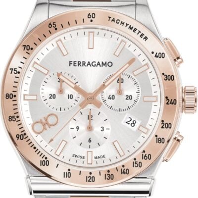 Salvatore Ferragamo 1927 Chrono Silver Dial Two Tone Steel Strap Watch for Men - SFKZ00623