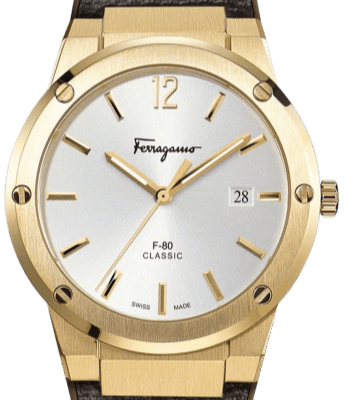 Salvatore Ferragamo Classic White Dial Brown Leather Strap Watch for Men - SFDT00819