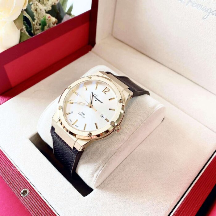 Salvatore Ferragamo Classic White Dial Brown Leather Strap Watch for Men - SFDT00819 - Image 9