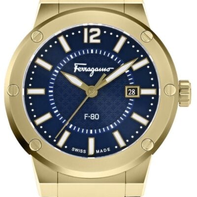Salvatore Ferragamo F-80 Blue Dial Blue Rubber Strap Watch for Men - SFHY02822