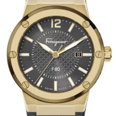 Salvatore Ferragamo F-80 Classic Black Dial Black Rubber Strap Watch for Men - SFHY01621