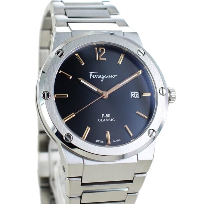 Salvatore Ferragamo F-80 Classic Black Dial Silver Steel Strap Watch for Men - SFDT02423 - Image 2