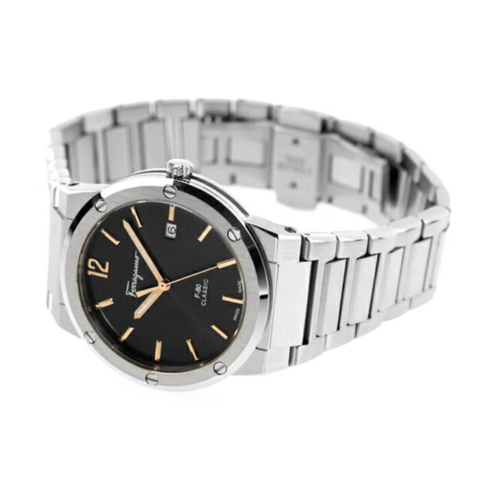 Salvatore Ferragamo F-80 Classic Black Dial Silver Steel Strap Watch for Men - SFDT02423 - Image 5