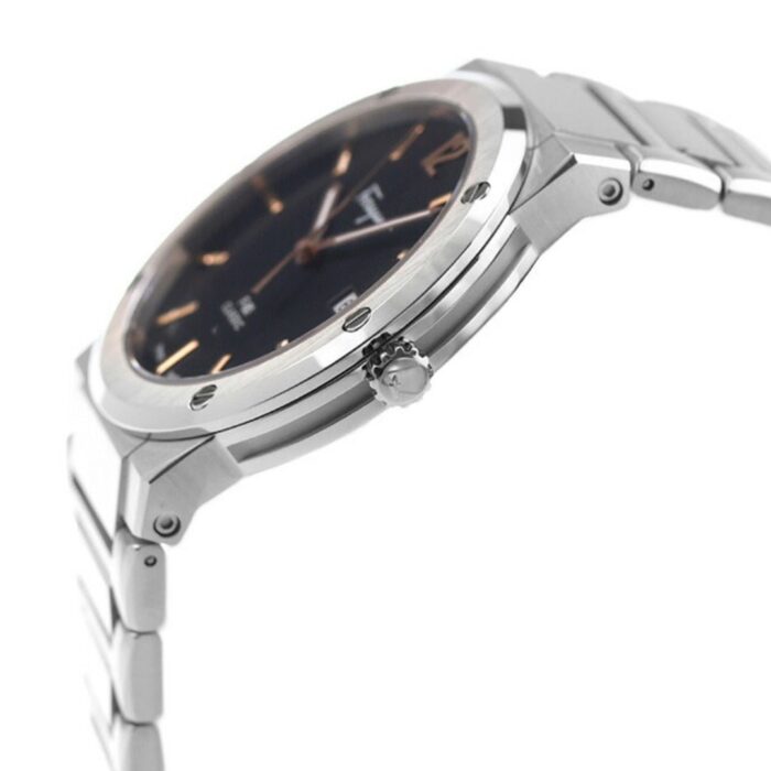 Salvatore Ferragamo F-80 Classic Black Dial Silver Steel Strap Watch for Men - SFDT02423 - Image 8