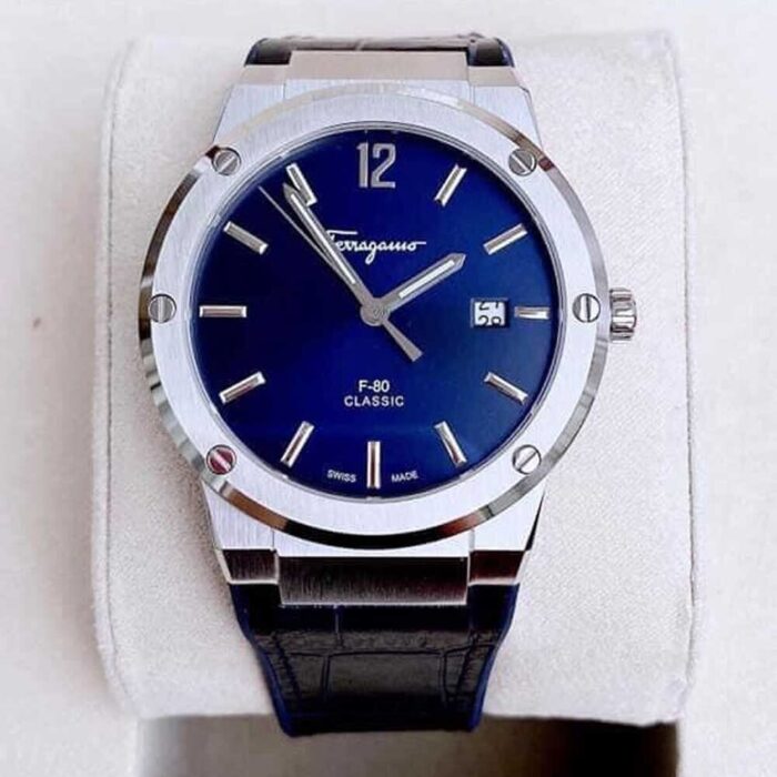 Salvatore Ferragamo F-80 Classic Blue Dial Blue Leather Strap Watch for Men - SFDT00319 - Image 9