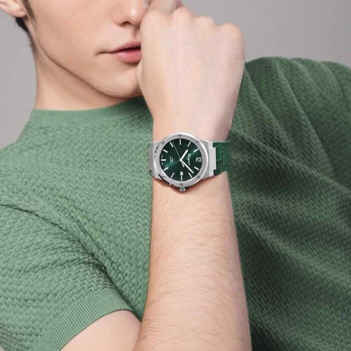 Salvatore Ferragamo F-80 Classic Green Dial Green Leather Strap Watch for Men - SFDT00119 - Image 4