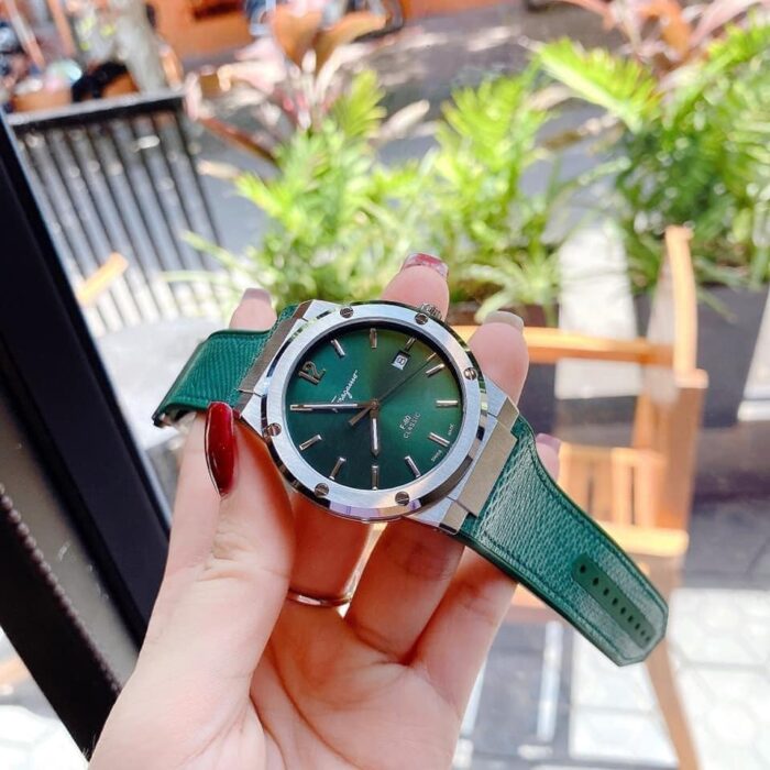 Salvatore Ferragamo F-80 Classic Green Dial Green Leather Strap Watch for Men - SFDT00519 - Image 6