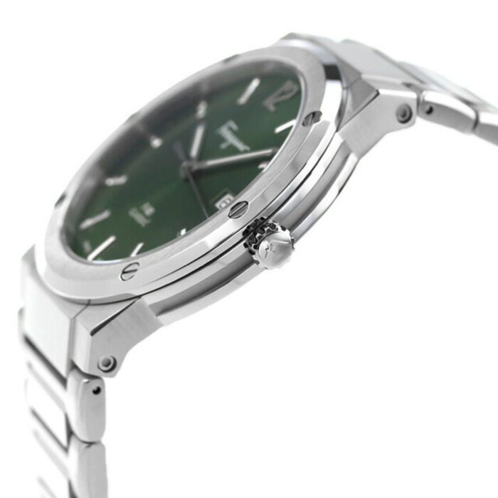 Salvatore Ferragamo F-80 Classic Green Dial Silver Steel Strap Watch for Men - SFDT02123 - Image 5