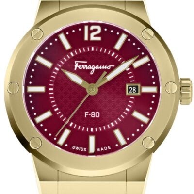 Salvatore Ferragamo F-80 Classic Red Dial Red Rubber Strap Watch for Men - SFHY02422