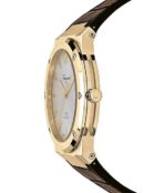 Salvatore Ferragamo F-80 Classic Silver Dial Brown Leather Strap Watch for Men - SFDT00419