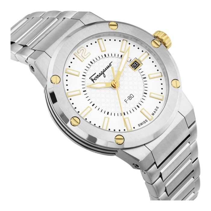 Salvatore Ferragamo F-80 Classic Silver Dial Silver Steel Strap Watch for Men - SFHY02922 - Image 2