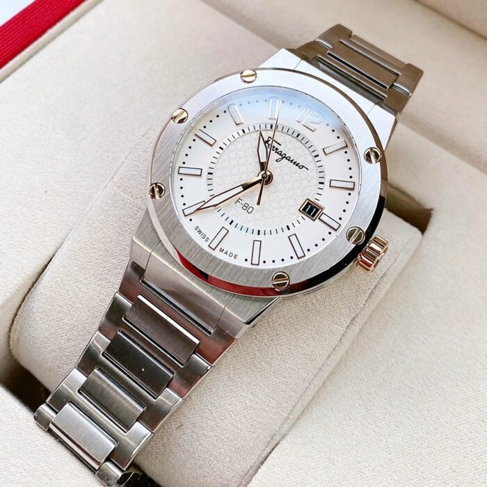Salvatore Ferragamo F-80 Classic Silver Dial Silver Steel Strap Watch for Men - SFHY02922 - Image 7
