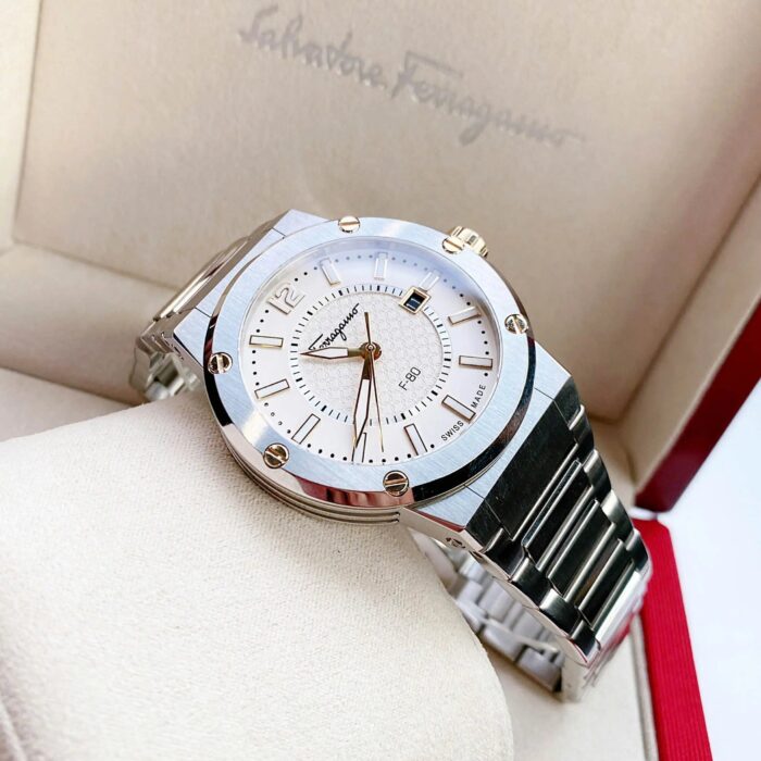 Salvatore Ferragamo F-80 Classic Silver Dial Silver Steel Strap Watch for Men - SFHY02922 - Image 8