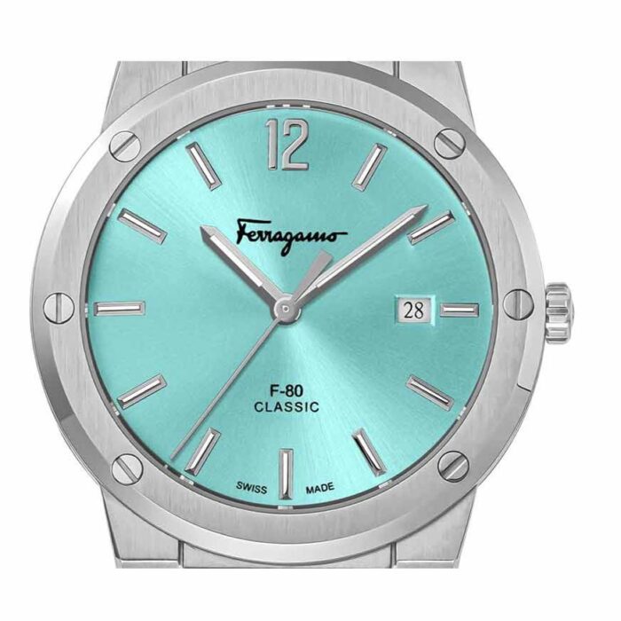Salvatore Ferragamo F-80 Classic Tiffany Blue Dial Silver Steel Strap Watch for Men - SFDT02323 - Image 4