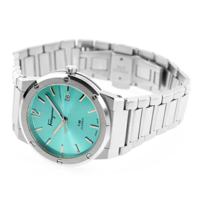 Salvatore Ferragamo F-80 Classic Tiffany Blue Dial Silver Steel Strap Watch for Men - SFDT02323 - Image 7