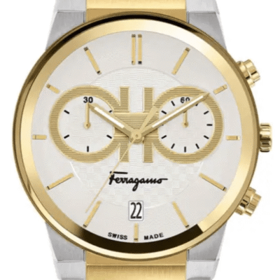 Salvatore Ferragamo F-80 Classic White Dial Two Tone Steel Strap Watch for Men - SFME00821