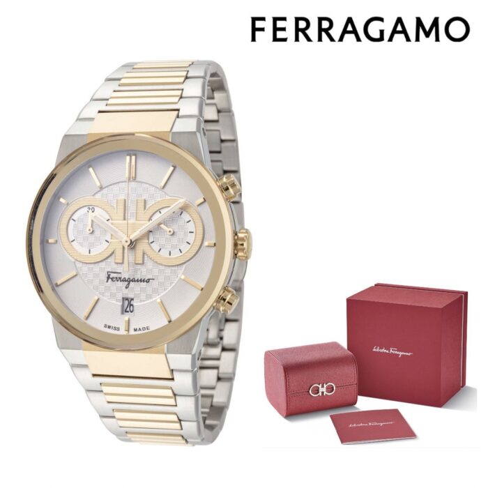 Salvatore Ferragamo F-80 Classic White Dial Two Tone Steel Strap Watch for Men - SFME00821 - Image 3