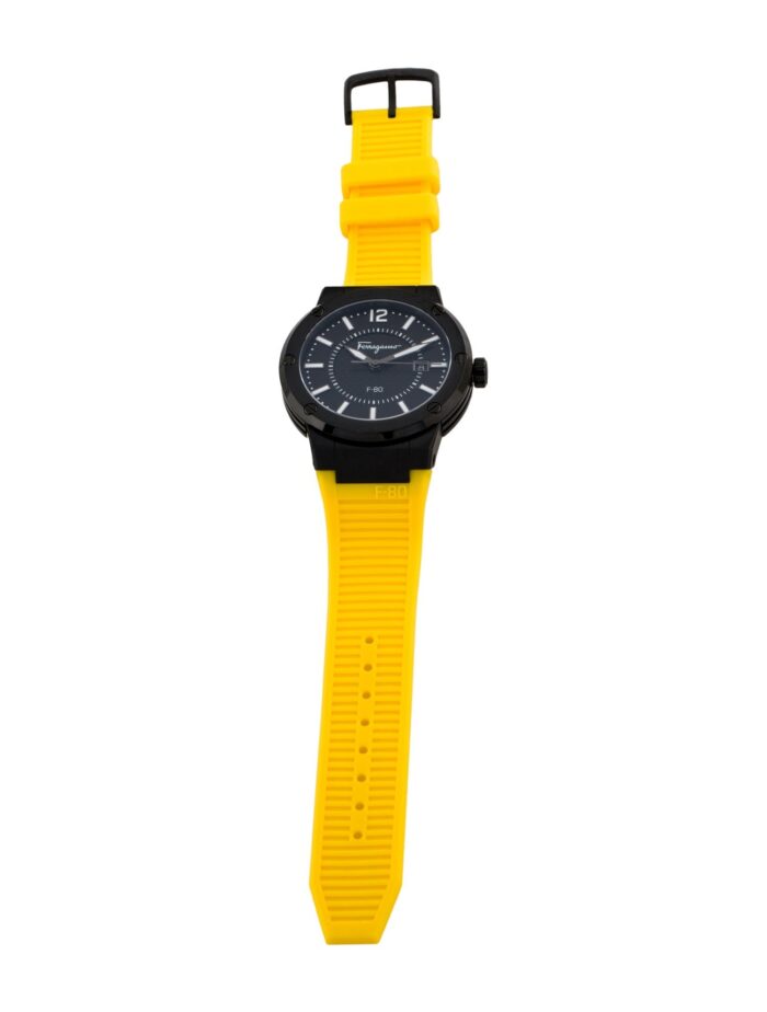 Salvatore Ferragamo F-80 Quartz Black Dial Yellow Rubber Strap Watch for Men - SFHY01522 - Image 2