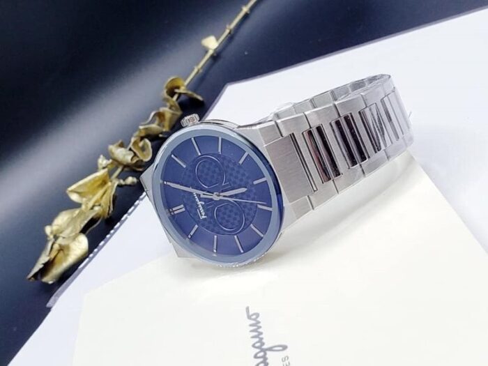 Salvatore Ferragamo Sapphire Blue Dial Silver Steel Strap Watch for Men - SFHP006-20 - Image 7