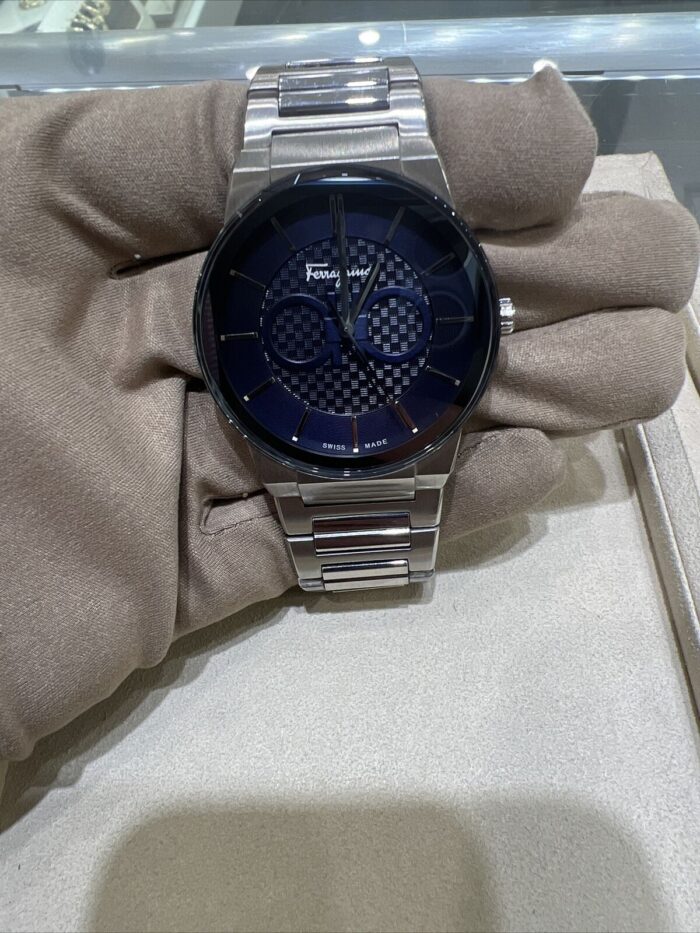 Salvatore Ferragamo Sapphire Blue Dial Silver Steel Strap Watch for Men - SFHP006-20 - Image 8
