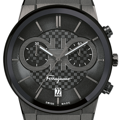 Salvatore Ferragamo Sapphire Chrono Black Dial Black Rubber Strap Watch for Men - SFME00621