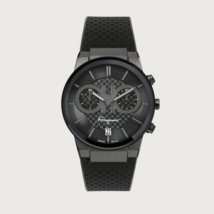 Salvatore Ferragamo Sapphire Chrono Black Dial Black Rubber Strap Watch for Men - SFME00621 - Image 2