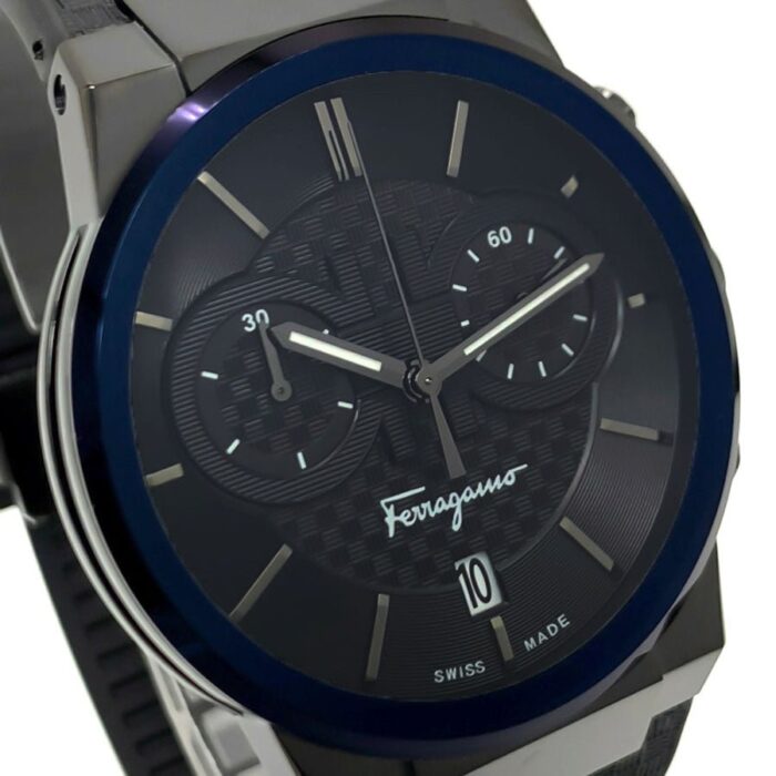 Salvatore Ferragamo Sapphire Chrono Black Dial Black Rubber Strap Watch for Men - SFME00621 - Image 4