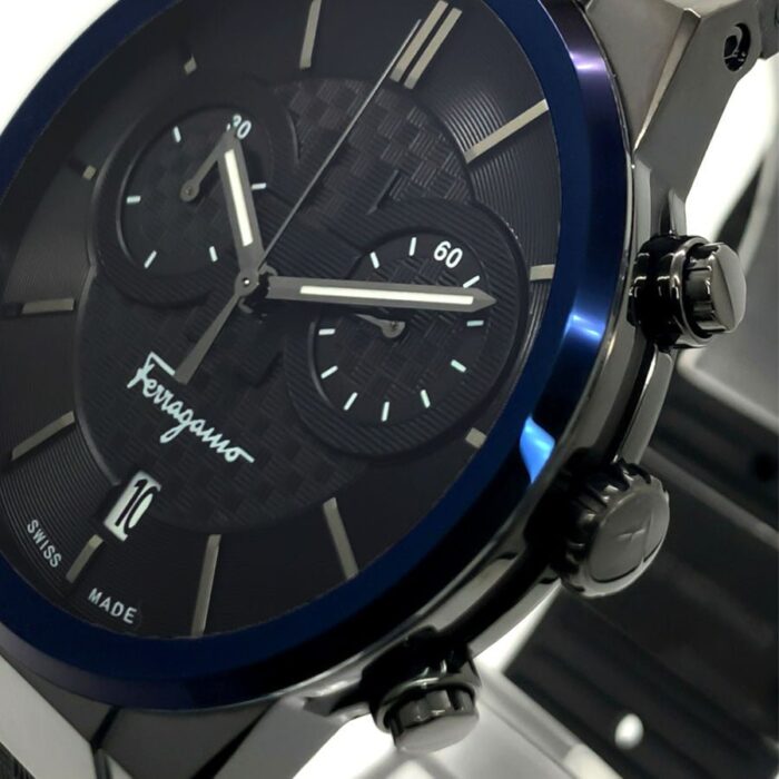 Salvatore Ferragamo Sapphire Chrono Black Dial Black Rubber Strap Watch for Men - SFME00621 - Image 5