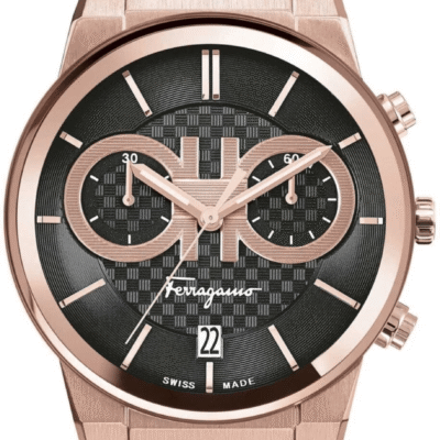 Salvatore Ferragamo Sapphire Chrono Black Dial Black Rubber Strap Watch for Men - SFME00721