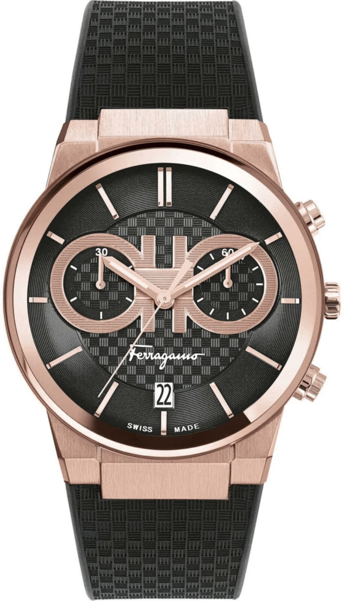 Salvatore Ferragamo Sapphire Chrono Black Dial Black Rubber Strap Watch for Men - SFME00721 - Image 2