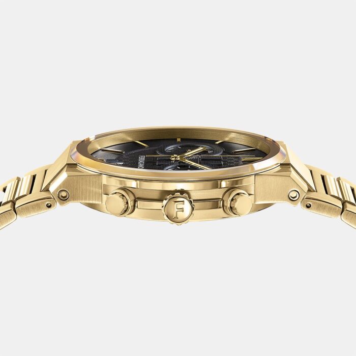 Salvatore Ferragamo Sapphire Chrono Black Dial Gold Steel Strap Watch for Men - SFME01323 - Image 3