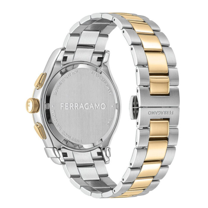 Salvatore Ferragamo Sapphire Chrono Black Dial Two Tone Steel Strap Watch for Men - SFME01223 - Image 7