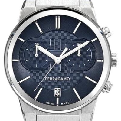 Salvatore Ferragamo Sapphire Chrono Blue Dial Blue Rubber Strap Watch for Men - SFME00923