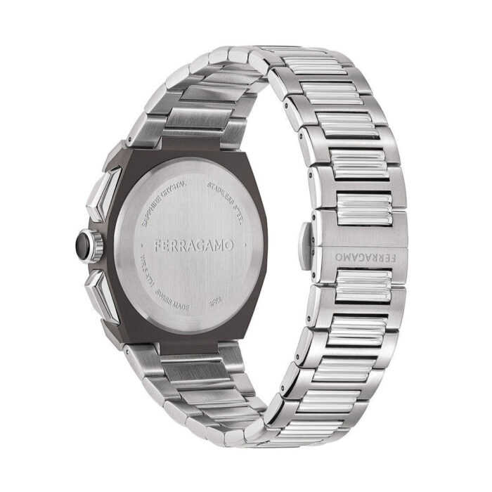 Salvatore Ferragamo Sapphire Chrono Blue Dial Silver Steel Strap Watch for Men - SFME01123 - Image 4