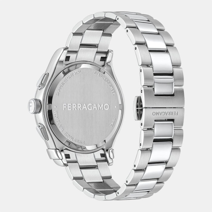 Salvatore Ferragamo Sapphire Chrono Blue Dial Silver Steel Strap Watch for Men - SFME01123 - Image 5