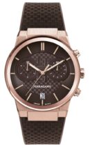 Salvatore Ferragamo Sapphire Chrono Brown Dial Brown Rubber Strap Watch for Men - SFME01023