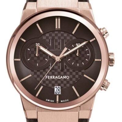 Salvatore Ferragamo Sapphire Chrono Brown Dial Brown Rubber Strap Watch for Men - SFME01023