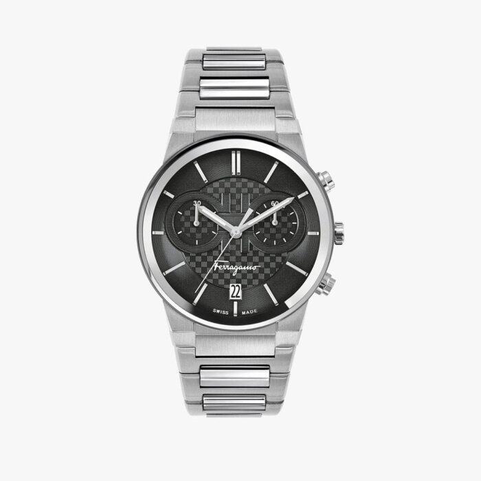 Salvatore Ferragamo Sapphire Chronograph Black Dial Silver Steel Strap Watch for Men - SFME00321 - Image 2