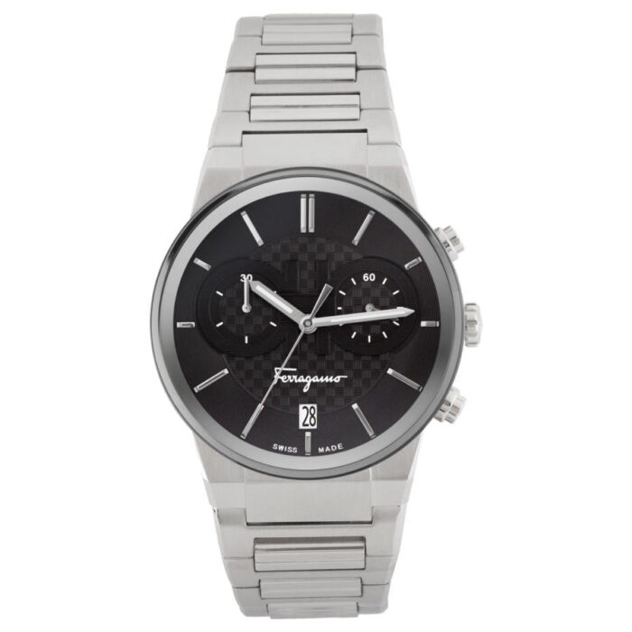 Salvatore Ferragamo Sapphire Chronograph Black Dial Silver Steel Strap Watch for Men - SFME00321 - Image 3