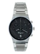 Salvatore Ferragamo Sapphire Chronograph Black Dial Silver Steel Strap Watch for Men - SFME00321
