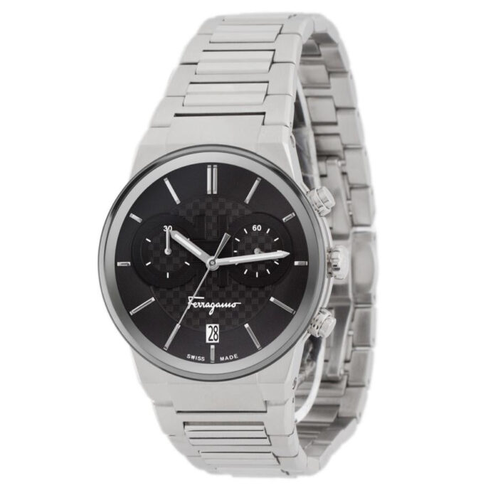 Salvatore Ferragamo Sapphire Chronograph Black Dial Silver Steel Strap Watch for Men - SFME00321 - Image 5