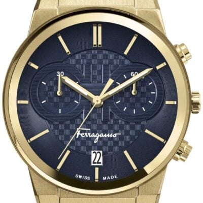 Salvatore Ferragamo Sapphire Chronograph Blue Dial Blue Silicone Strap Watch for Men - SFME00221