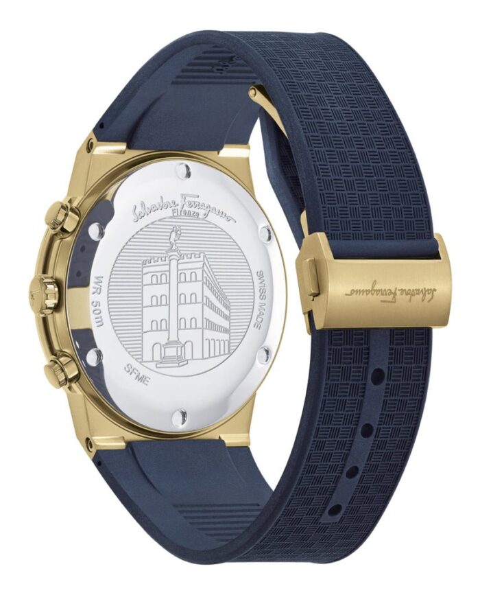 Salvatore Ferragamo Sapphire Chronograph Blue Dial Blue Silicone Strap Watch for Men - SFME00221 - Image 7