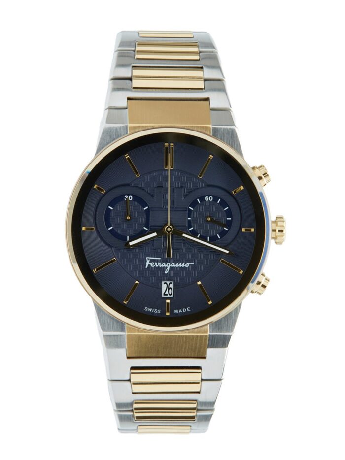Salvatore Ferragamo Sapphire Chronograph Blue Dial Two Tone Steel Strap Watch for Men - SFME00521 - Image 2