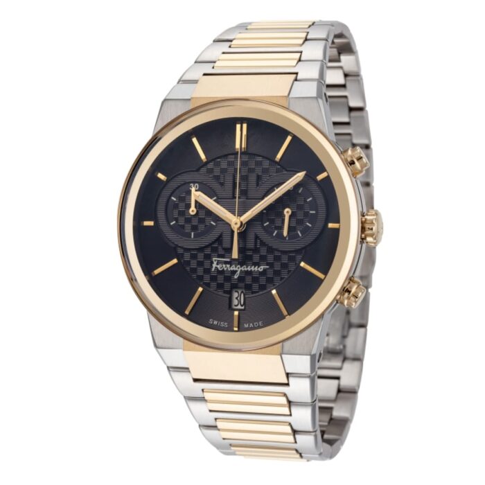Salvatore Ferragamo Sapphire Chronograph Blue Dial Two Tone Steel Strap Watch for Men - SFME00521 - Image 3
